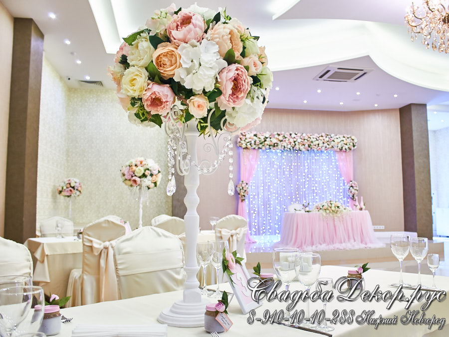 Декор свадебных столов гостей в кафе Облака заказать купить недорого
