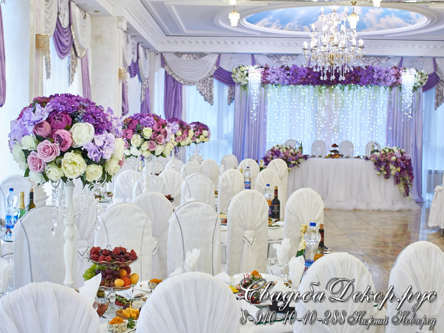 Декор свадебного зала цветочным омбре кафе Березовая роща заказать купить недорого